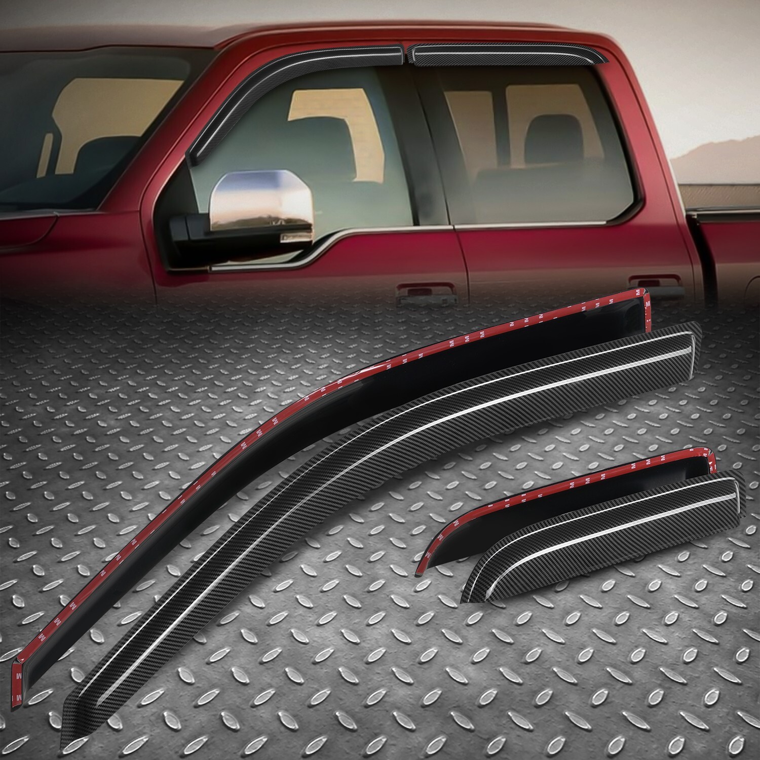 [Carbon Look] For 04-14 Ford F-150 Extended Cab 4Dr Window Visor Rain Deflector