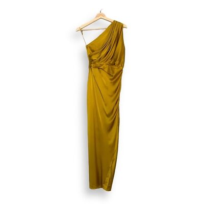 knee length dresses for ladies Soleil Silk Maxi Dress Chinchilla Gold Silk – Idáh main image 0