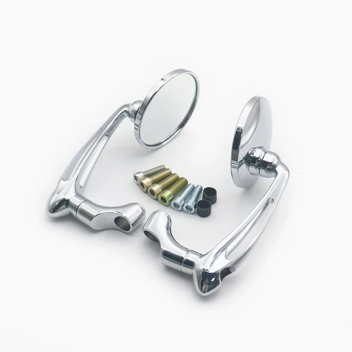 Chrome Retro L-bar Round Rearview Side Mirror For Honda GN125 Cafe Racer Custom