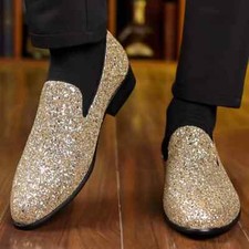 Loafers Men Shoes Gold Wedding Shoes Flats Men Formal Party Shoes