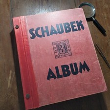 Antico Album Filatelico Schaubek con Taschine a Strisce+vecchi Francobolli 