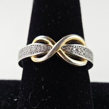 Sterling Silver Ring with CZ s Gold Vermeil 4.6g Size 10 8427