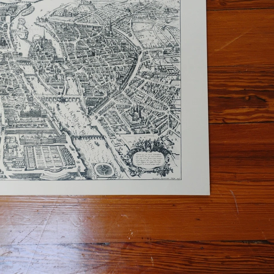 MAPA DA CIDADE, FAUXBOURGS PARIS COM ANTIQUIDADE, 22”x16” pôster gravura, 1630 - Imagem 4 de 4