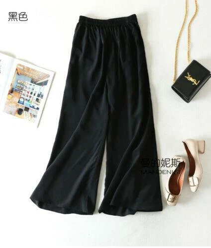 Damen 100 % Seide Maulbeere weites Bein Hose Abend Komfort Palazzo lose Hose - Bild 10 von 39