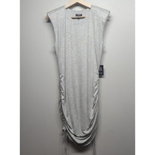 Express Mini Dress Women S Gray Jersey Short Sleeveless Adjustable Quiet Luxury