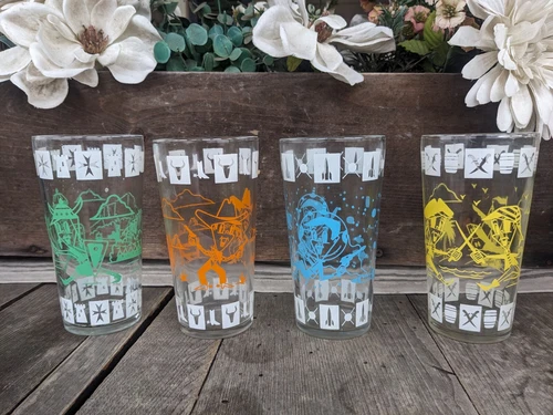 Vintage Anchor Hocking Adventure Drinking Glasses Featuring The Jetsons (4)