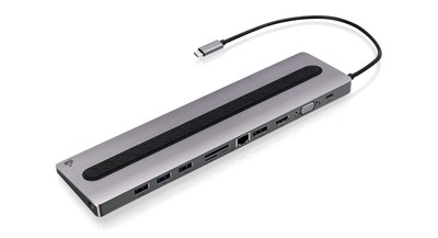 IOGEAR USB C 8 Port Low Profile Docking Station  4K30Hz  1 HDMI  1 DisplayPor