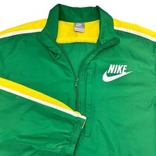 VTG Nike Sportswear Mens Full Zip Windbreaker Jacket Green Yellow White L 90s