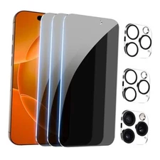  [3+3Pack] Privacy Screen Protector for iPhone 16 Pro Max with Camera Lens 