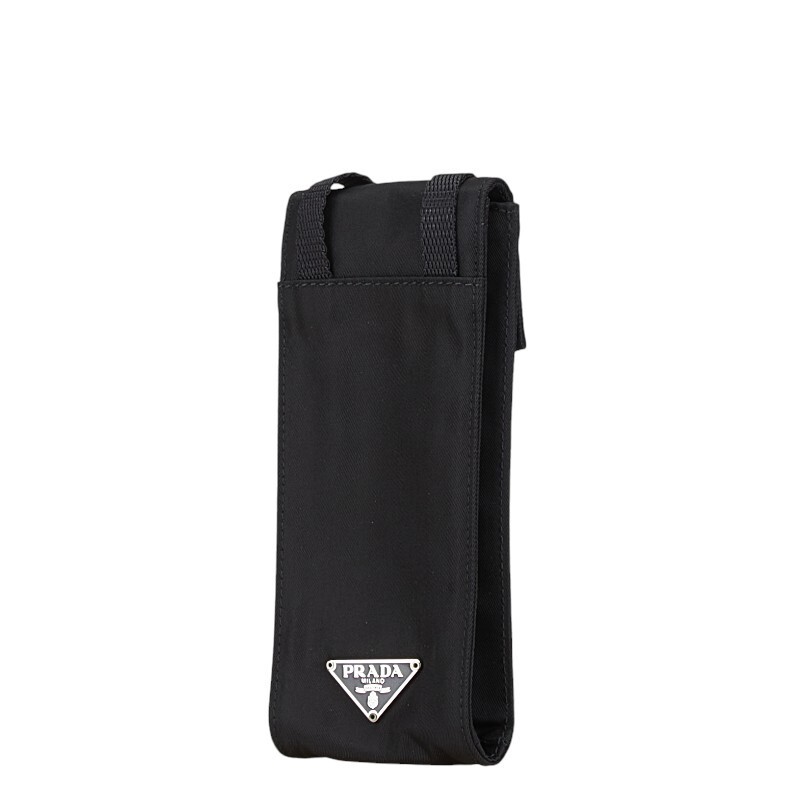 PRADA triangular logo plate mini shoulder bag bla… - image 2