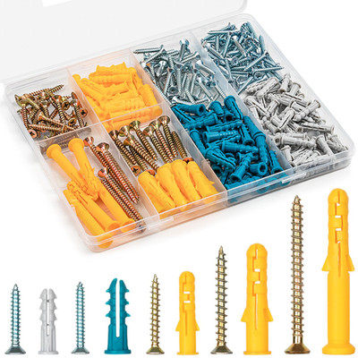 270PCS Drywall Anchors & Screws Assortment Kit with Organizer Box   5 Sizes