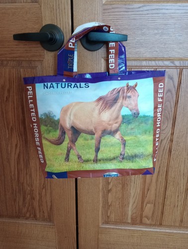 Horse Feed Bag Totes Equestrians, Equine Gift , Pony Club, Purple Trim
