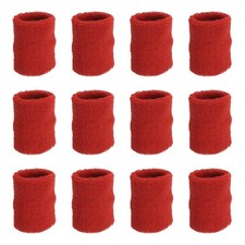 12Pcs 8x8cm Sport Wristbands Terry Absorbent Tennis Sweatband, Red