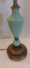 Victorian Jadeite Uranium Lamp Base Brass?Bronze? 22" tall Finial Included Works — photo 8
