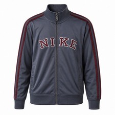 New VTG 90s NIKE Charcoal Gray Maroon Full Zip Collared Athletic Track Jacket M