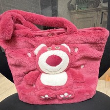 Disney Lotso Pink Faux Fur Kids Top Handle Bag Toy Story Bear Zip
