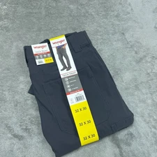 Wrangler Mens Regular Fit Tech Pants 32x30 Gray Water Repellent Flex Waist UPF 5