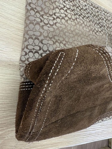 Coach Signature Tote Bag Brown Canvas Suede Leather Authentic From Japan Women's - Picture 20 of 24