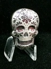 2 oz. 999 Fine Silver Sugar Skull - Day of the Dead - Cross - PURPLE #7284