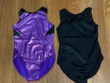 BALERA Dancewear Gymnastics Leotard Lot Size Child  s Medium Purple  Black Foil