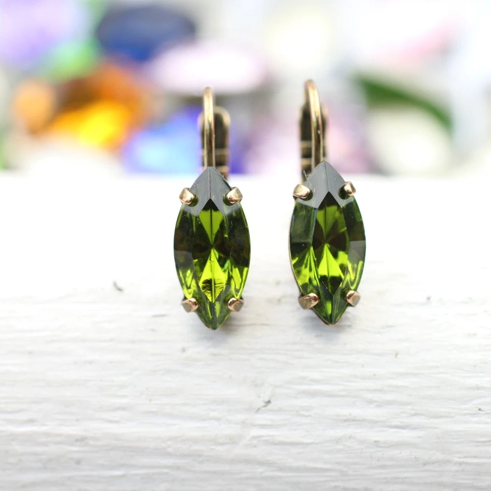 Ohrringe mit Swarovski Kristall Stein in Navette Swarovski Ohrhänger - Bild 3 von 4