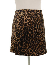 M&S Women's Skirt Size 16 Brown Mix Animal Leopard Print Velvet A-line Mini New