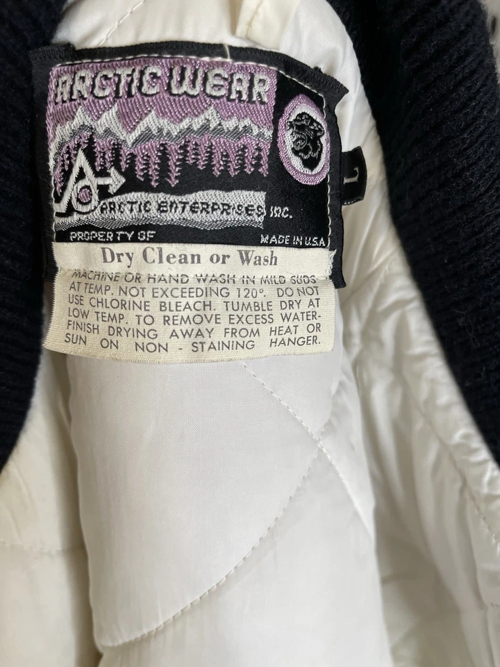 复古北极猫北极服装雪地摩托白色夹克和腰带,尺寸 L,美国制造 — 第 3/4 张图片