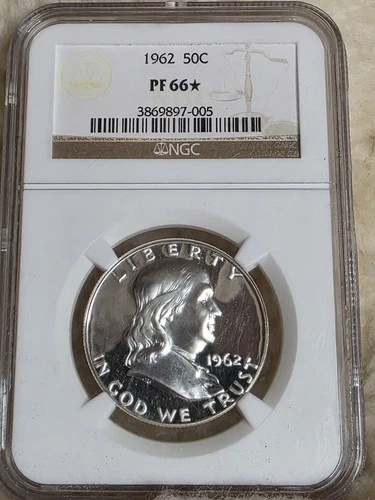 1962 Proof FRANKLIN Silver Half Dollar 50c NGC PF66* **STAR** 90% Silver Rare