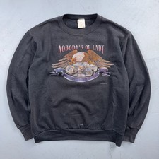 VTG 80s Harley Davidson Motorcycle Sweatshirt Nobodys Ol Lady Joliet 3D Emblem
