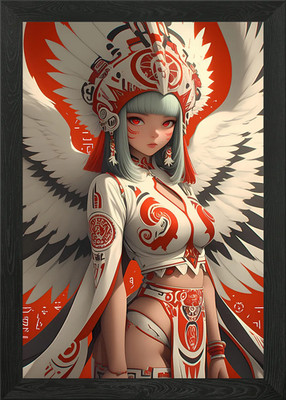 Anime Girl with Wings Gaming Gerahmtes Wandbild Poster Leinwanddruck Bild