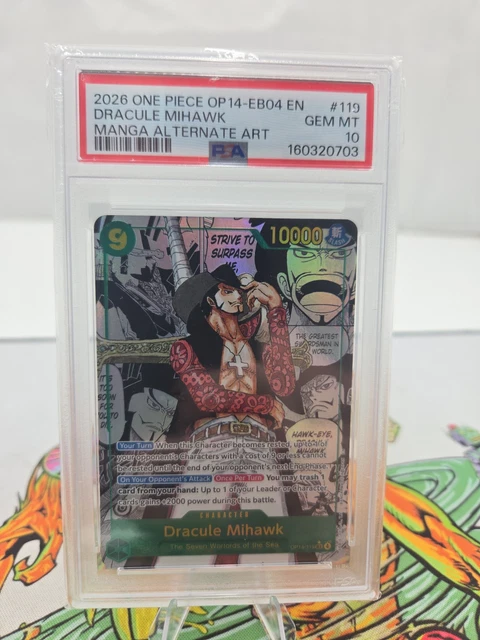 One Piece Dracule Mihawk #119 Manga Alternate Art OP14-EB04 Gem Mint PSA 10