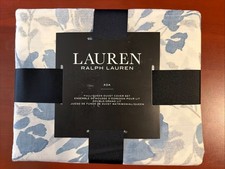 New Ralph Lauren ADA Queen Full Duvet Cover Set 3 Pcs 100 Cotton Floral Blue