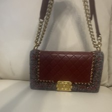 CHANEL Burgundy Quilted Flap Chain Shoulder Bag Turn Lock, Gold Hardware
