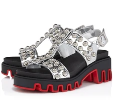 Christian Louboutin 3240359 Women's Duniclou Extrazza Leather Sandals 40 39