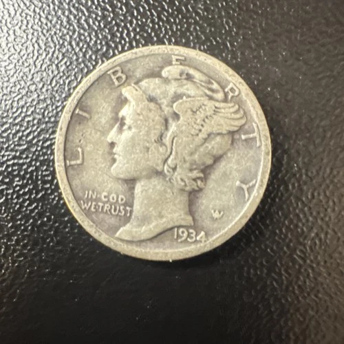 1934 D Mercury Dime circulated 90% Silver  Good to Very Good VG
