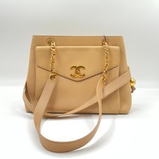 Pre-Owned Chanel Caviar Flap Shoulder Bag Beige Good Condition Authentic