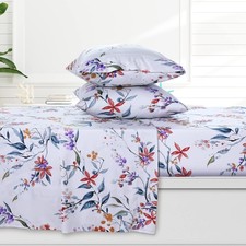 AZORES HOME Estella 300 Thread Count Organic Cotton Deep Pocket Bed Sheet Set, F