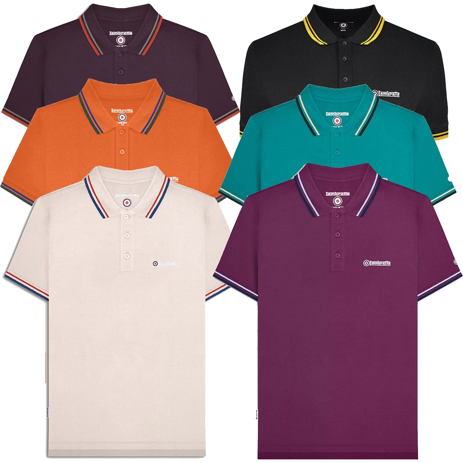 Mens Lambretta Casual Classic Twin Tipped MOD SKA Polo Shirt Sizes M to 4XL
Opens in a new window or