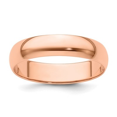 14K Rotgold massiver halbrunder gewölbter Ehering ohne Stein, leichter 5mm Ring
