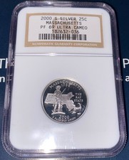 2000-S SILVER 25C Proof MASSACHUSETTS State Quarter NGC PF-69 ULTRA CAMEO