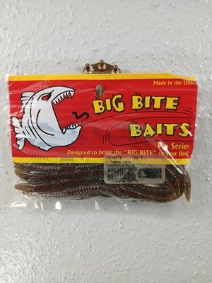 Big Bite Baits 6'' Finesse Worm Watermelon Red Flame Soft Plastic Bass Lure