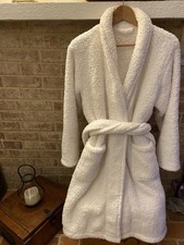 Pottery Barn Bath Robe Womens Medium White Teddy Bear Fuzzy Warm Cozycore