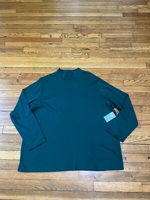 Croft & Barrow Green Long Sleeve Mock Neck Shirt Cotton Stretch Plus Size 3X NWT