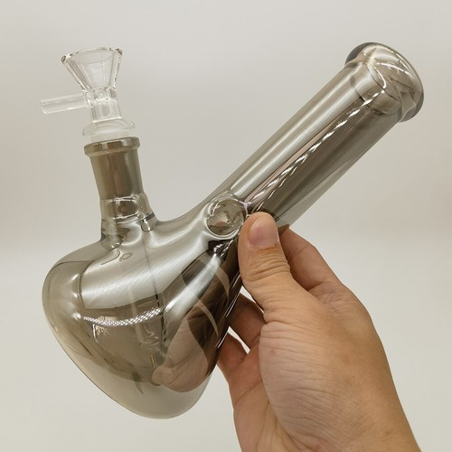7.6inch Heavy Gray Glass Hand Pipe Smoking Hookah Pipes W/ 14mm Male Clear Bowl - Picture 4 of 10
