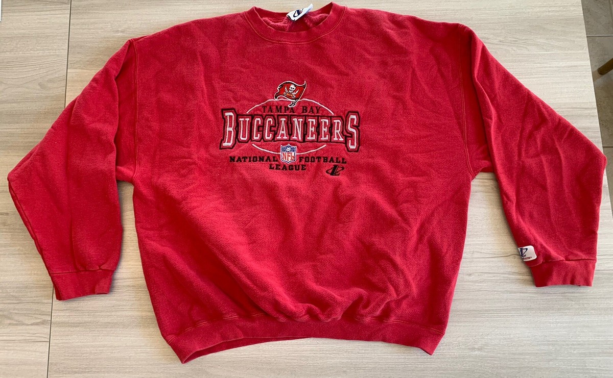 Vintage Tampa Bay Buccaneers Crew neck Sweater Red Mens XL Logo Athletic