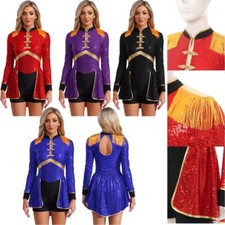 Women Romper Adult Leotard Dress Bodysuit Costume Jumpsuit Epaulet Dancewear