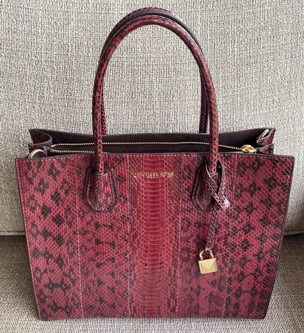 Leather Purse Michael Kors Mercer Large Snakeskin Tote Mercer