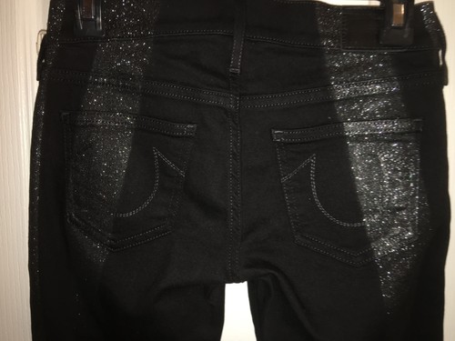 Neu mit Etikett $ 240 True Religion Jeans schwarz Glitzer Denim Casey Skinny Damenhose 24 - Bild 4 von 4