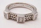 VTG JUDITH RIPKA STERLING SILVER RING 3 CZ’S SIZE 6