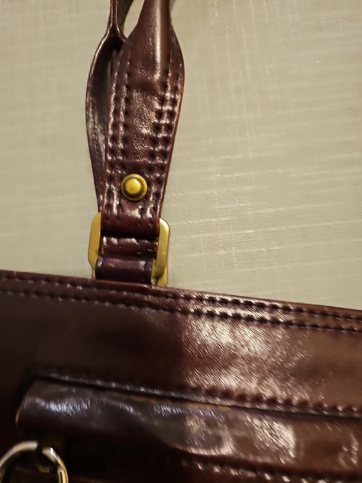 Bolso de mano italiano vintage de cuero Nanninni marrón oscuro Foto 4 de 4